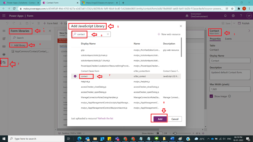 Link Web resource to a Form in Dynamics CRM